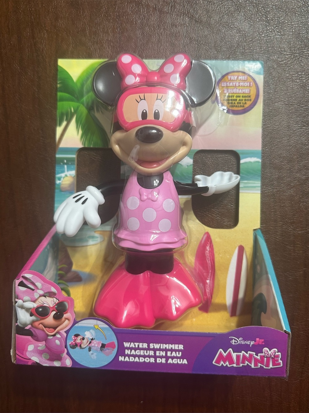Disney Minnie Mouse Pink Polka Dot Swim Toy with Pink Fins